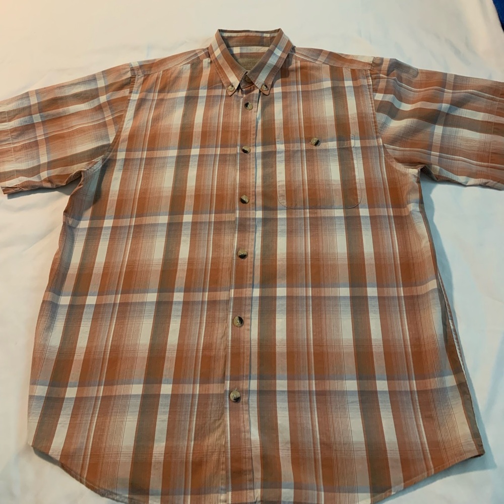 COLD WEATHER. Men's Plaid Shirt - Brown and White.
Size L